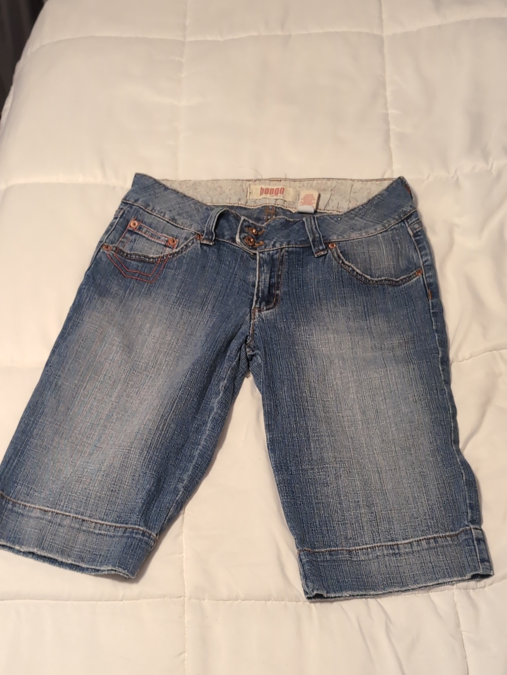 Vintage Y2K Bongo Low Rise Denim Bermuda Shorts Size 7 Long Jean Shorts Jorts